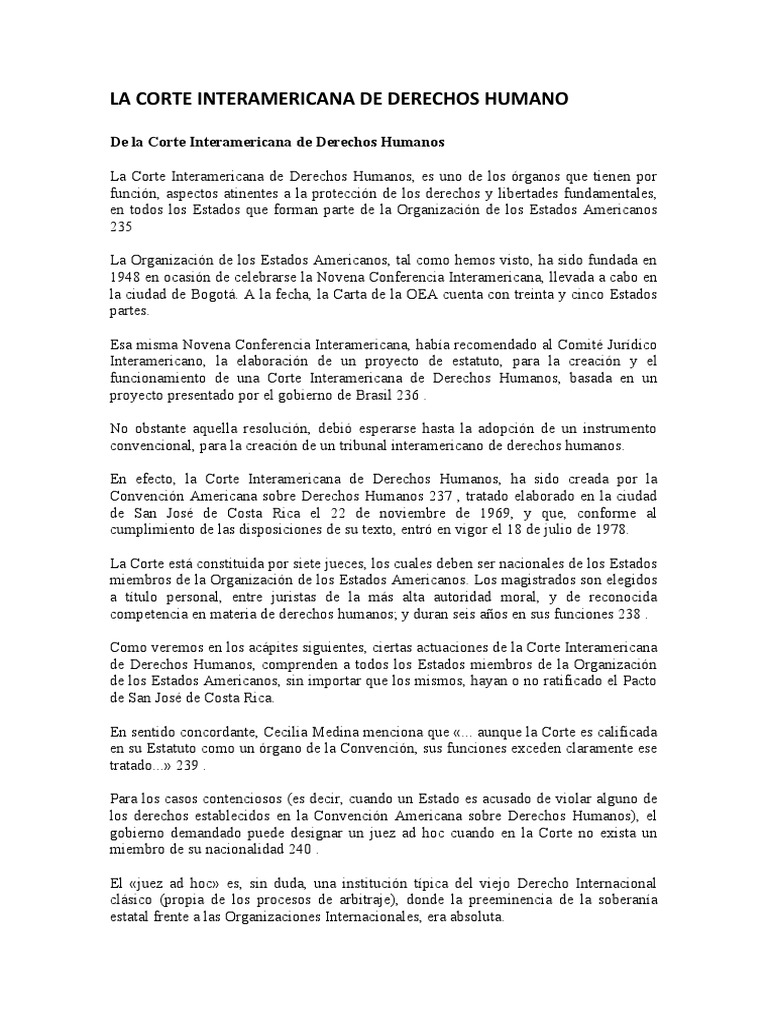La Corte Interamericana de Derechos Humano | PDF | Convenio europeo de ...