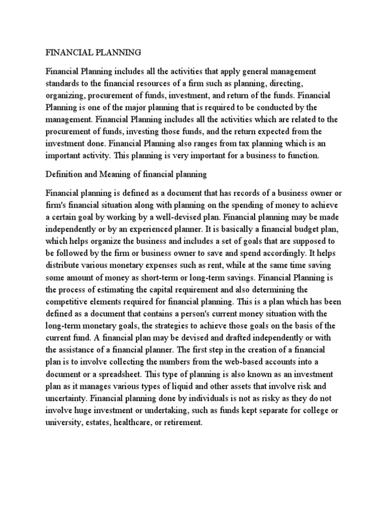 Financial Planning and Tax Management PDF