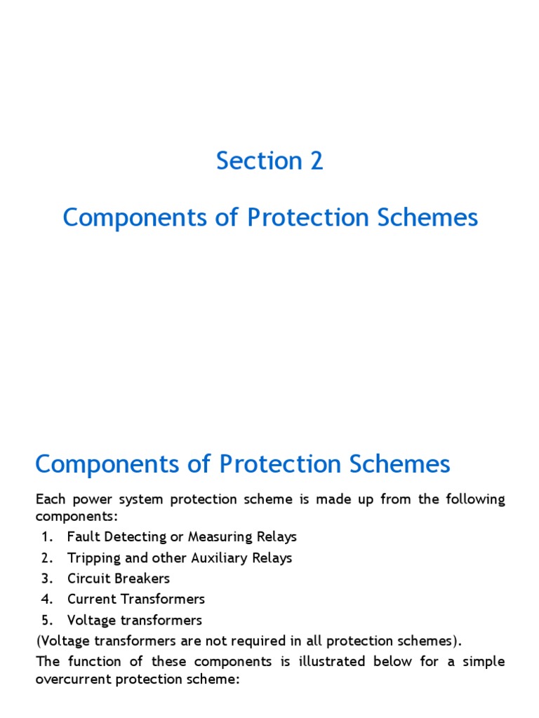 Components of Power System Protection Schemes PDF Relay Transformer