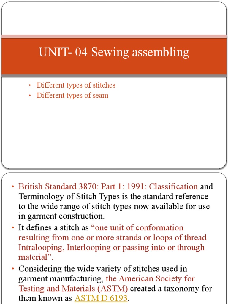 Types of Stitches and Seam PDF Seam (Sewing) Sewing