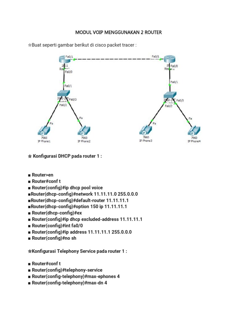 Konfigurasi VoIP dengan 2 Router | PDF | Router (Computing) | Voice Over Ip