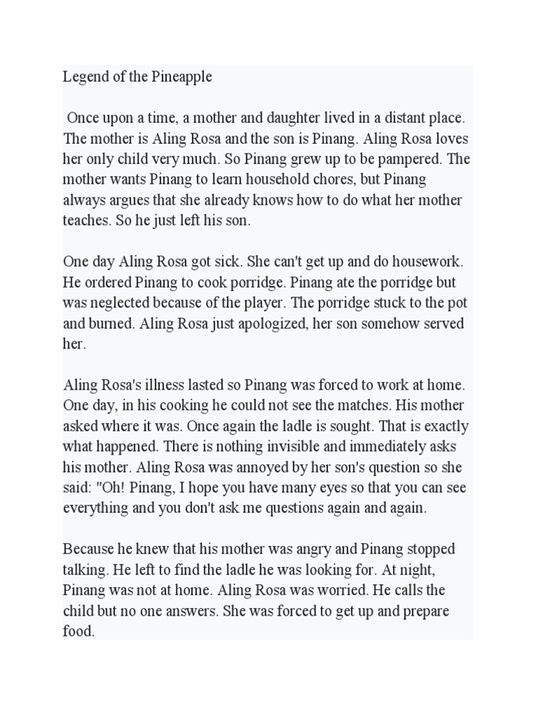 The Legend of Aling Rosa and Pinang | PDF