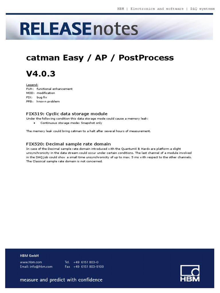 catman Easy V4.0.3 Update Summary | PDF | Data Acquisition | Decibel