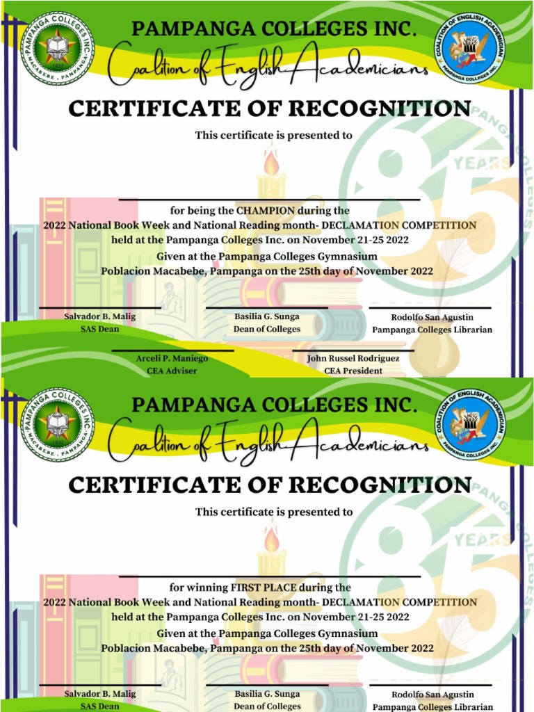 Cea Certificates Template Pdf