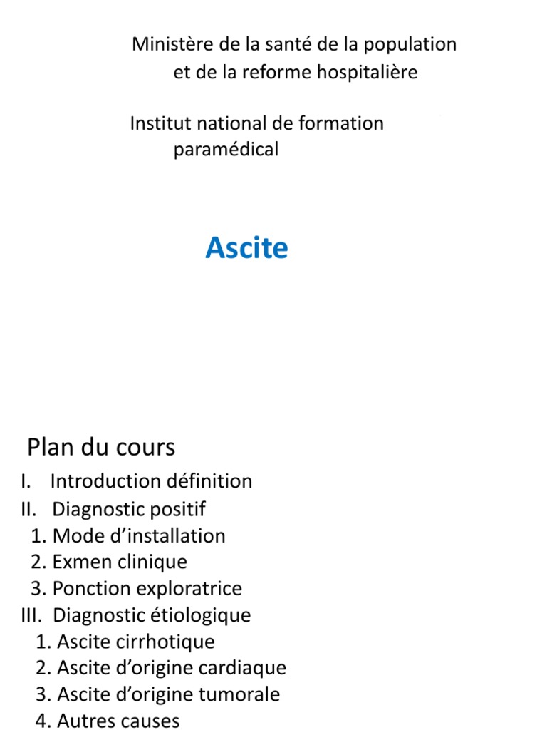 Ascite | PDF | Cirrhose | Épidémiologie