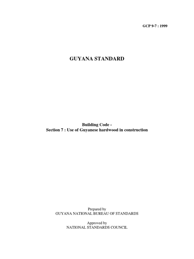 Guyana standard building code section 7 use of guyanese hardwood in
