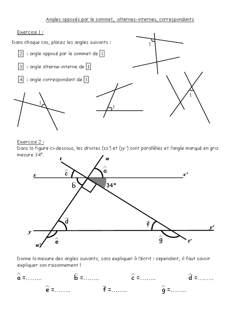 Angles Correspondants et Alternes Internes | PDF