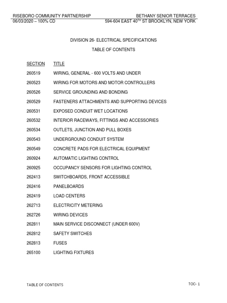 Electrical Specifications Addendum 1 1-12-22 | PDF