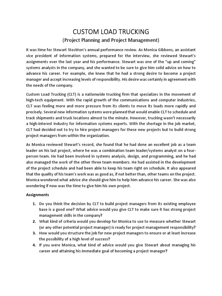 Custom Load Trucking | PDF | Project Management | Information System