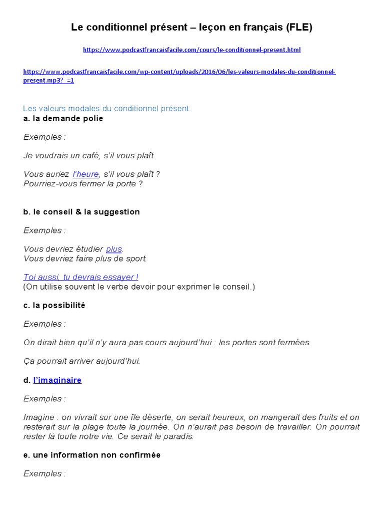 Le conditionnel présent en FLE | PDF