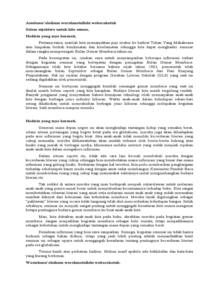 Contoh Teks Pidato PDF