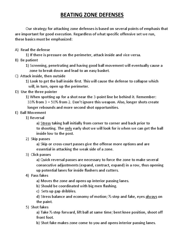 Beating Zone Defenses PDF Indoor Sports Sports Rules And Regulations