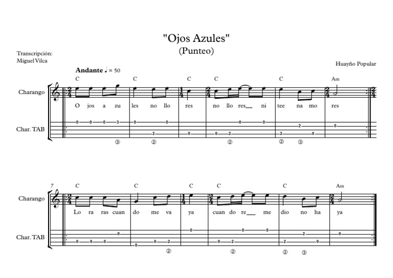 Ojos Azules (Huayño) (Charango Punteo) PDF