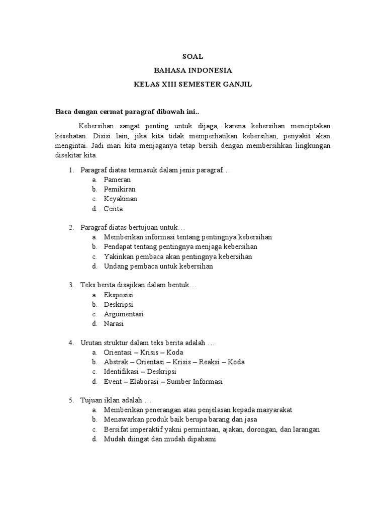 Soal Bahasa Indonesia Pdf
