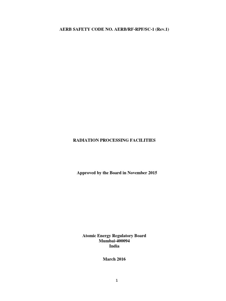 AERB Safety Code for Radiation Facilities | PDF | Ionizing Radiation ...