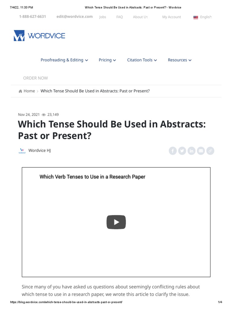 Tense Usage in Abstracts Wordvice PDF Abstract (Summary
