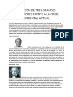 Posición de Tres Grandes Pensadores Frente A La Crisis Ambiental Actual