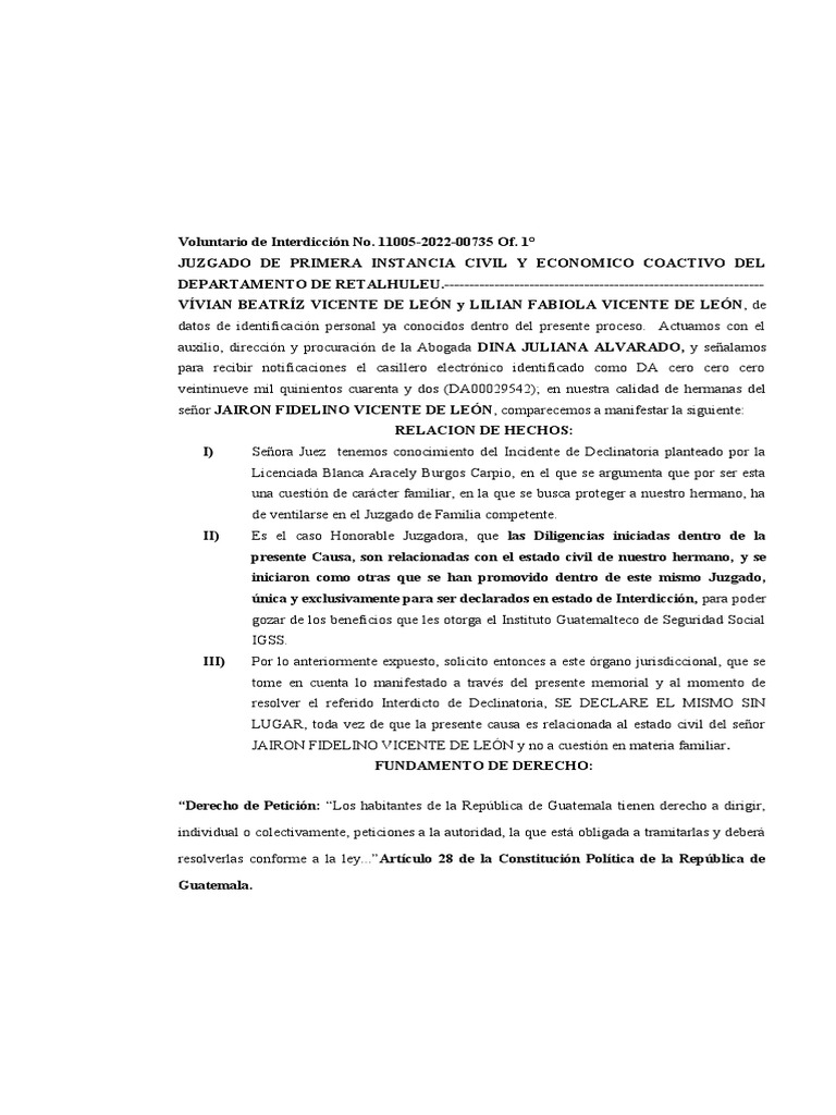 Incidente de Declinatoria | PDF | Guatemala | Ley Pública