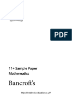 Bancrofts 11 2020 Maths Sample Paper