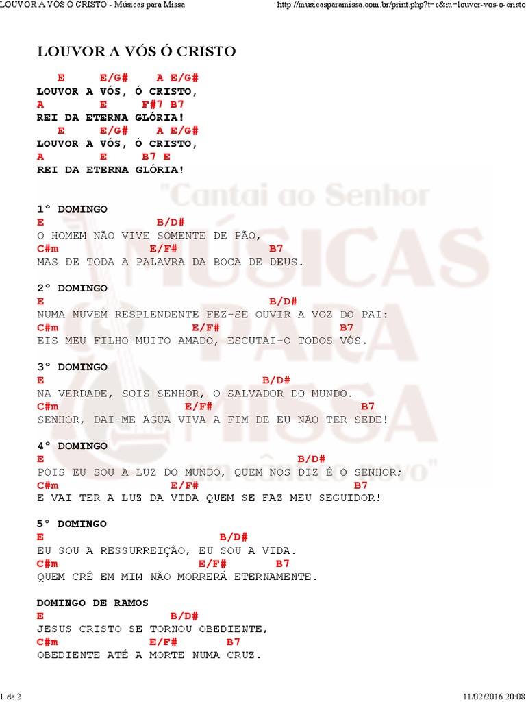 Louvor a Vós, Ó Cristo - Partitura | PDF