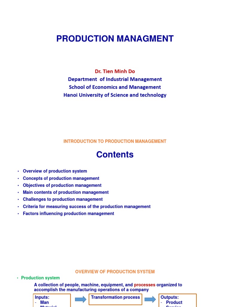 Introduction to Production Management | PDF | Supply Chain | Supply ...