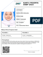 Kartu Peserta SNBP 2023: 423300822 Nadya Arfa Revalina 0049072985 Sman 2 Sekayam Kab. Sanggau Prov. Kalimantan Barat
