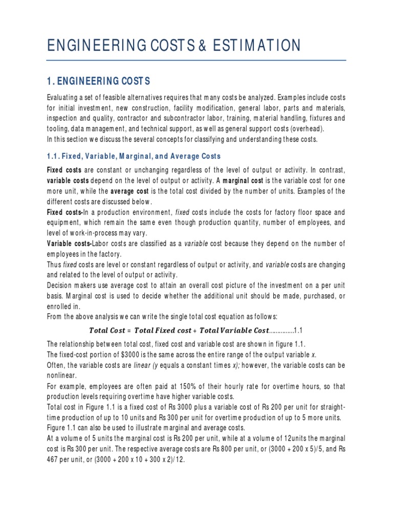 Chapter 2 - Engineering Costs and Estimation | PDF | Opportunity Cost ...