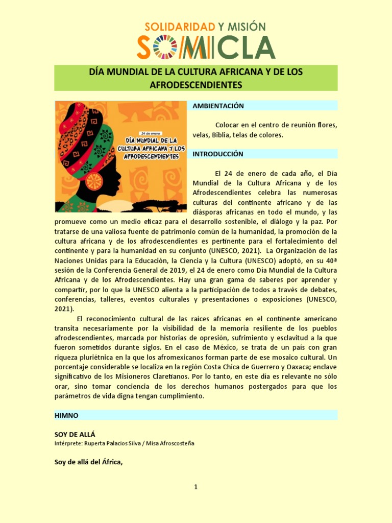 Día Mundial de La Cultura Africana y de Los Afrodescendientes - 2023 | PDF