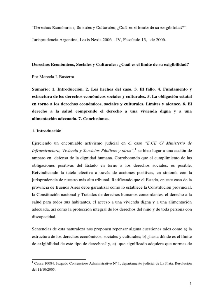 Límites de Exigibilidad de Derechos Sociales | PDF | Derecho a la