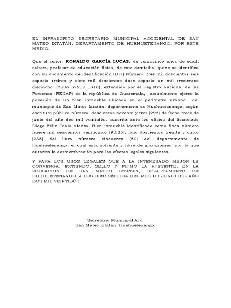 Desmembracion de Fincas | PDF