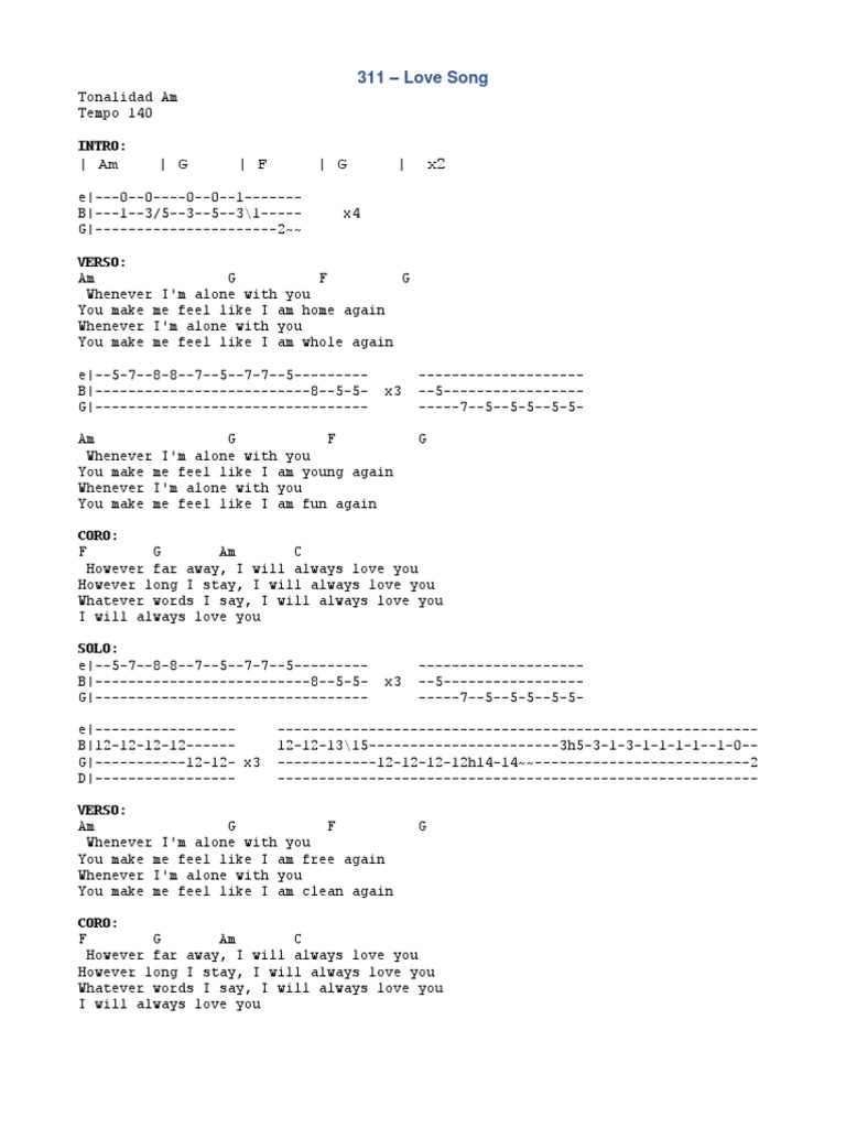 311 Love Song PDF