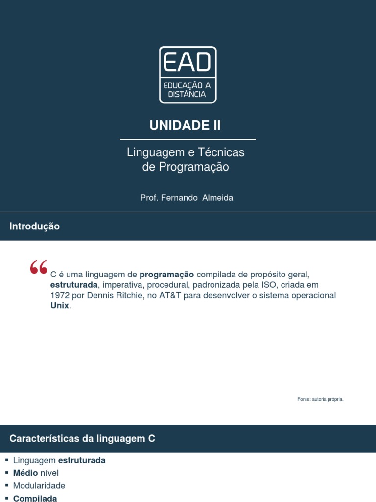 LINGUAGEM E TÉCNICA DE PROGRAMAÇÃO-Slides de Aula - Unidade II | PDF ...