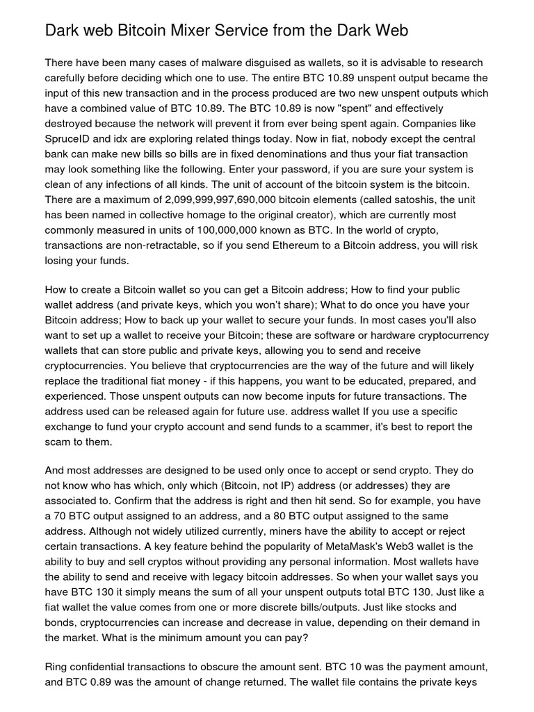 Dark  Bitcoin Mixer Service From The Dark ctqje PDF Bitcoin