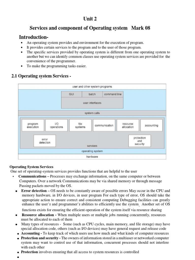 2.services and Component of OS Notes | PDF | Operating System | Process ...