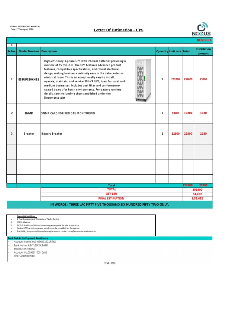 UPS PROPOSAL SILVERLINE Bhargav 15minutes PDF Electronics