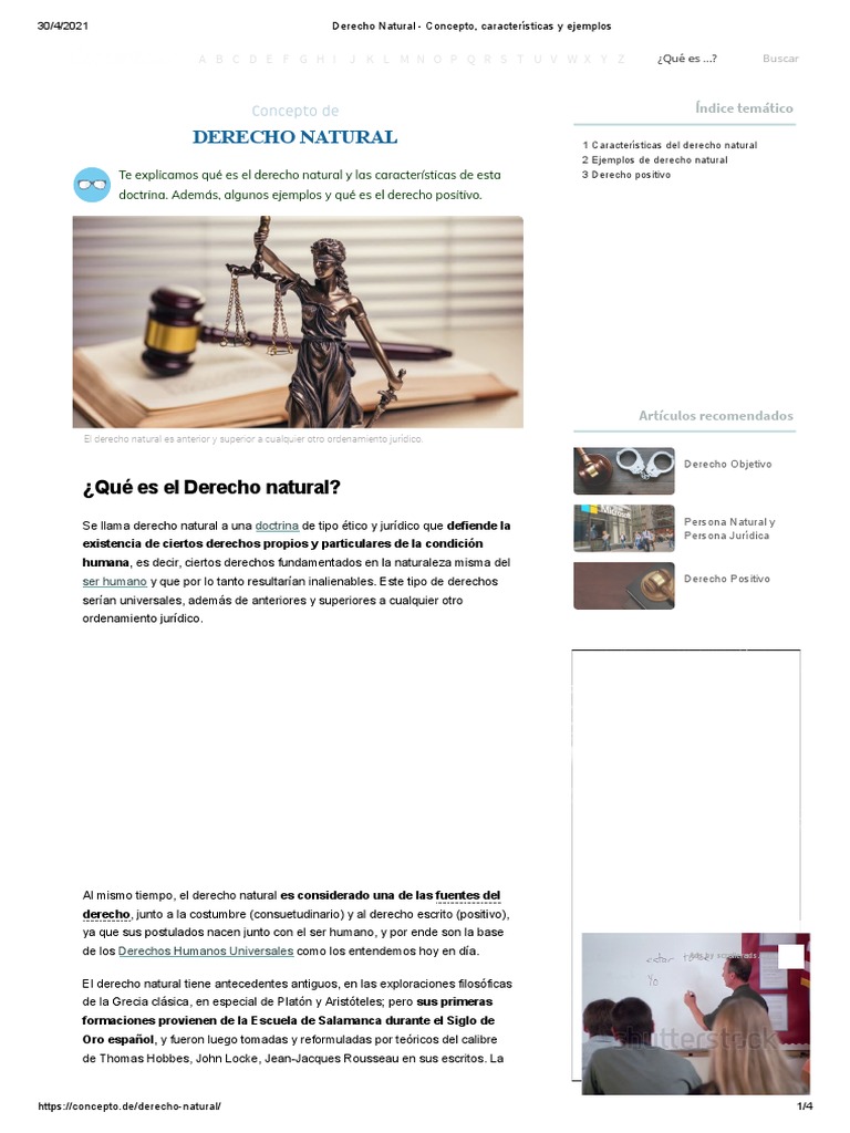Definición y características del derecho natural | PDF | La Ley natural ...