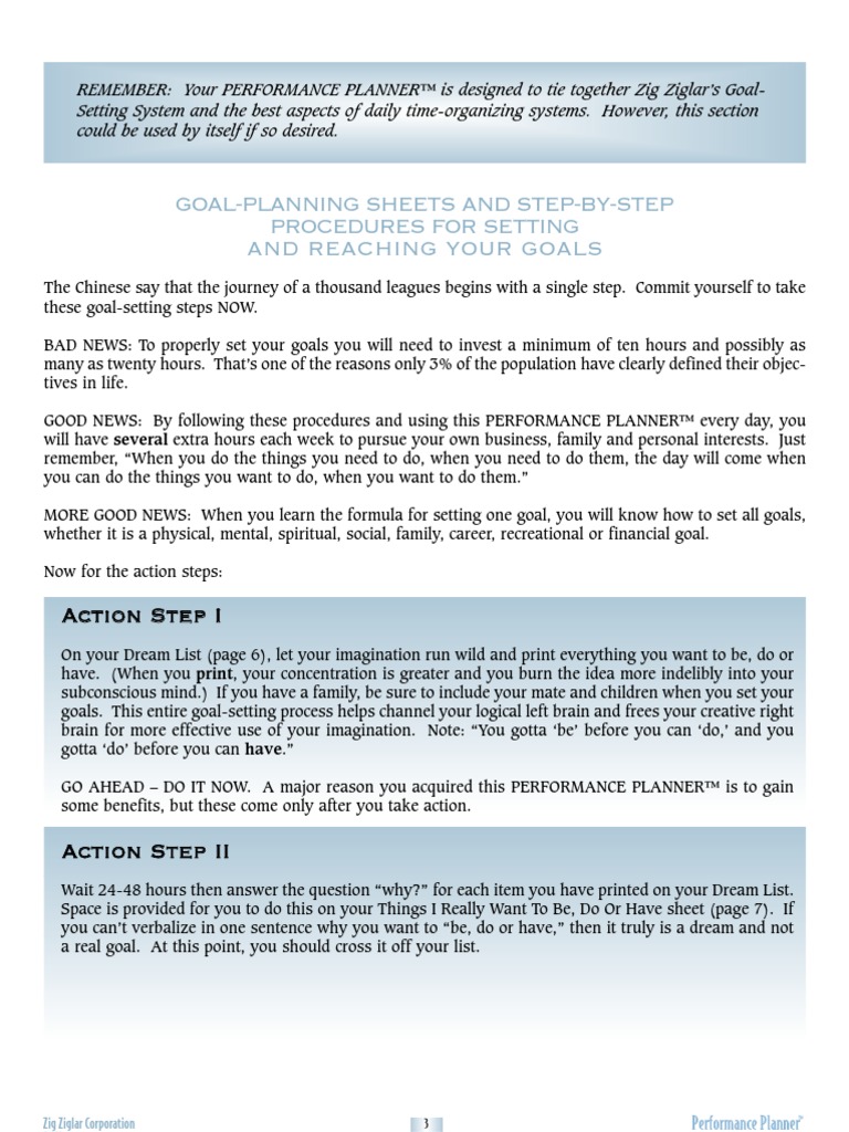 Zig Ziglar Performance Planner