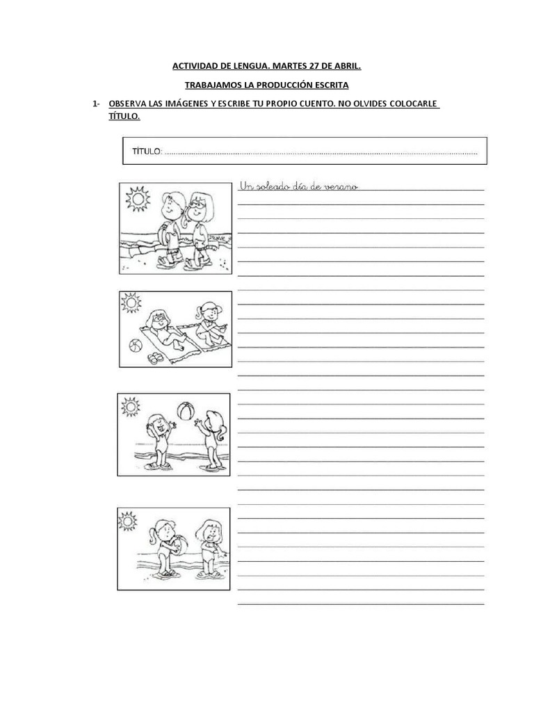 Actividad de Lengua. Produccion Escrita. | PDF