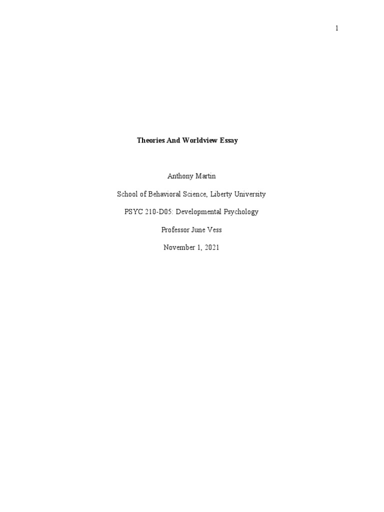 Theories and Worldview Essay PDF Behaviorism Sigmund Freud