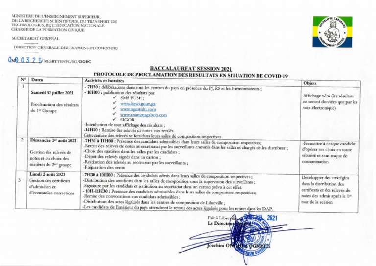 Proclamation des résultats du Bac 2021 | PDF