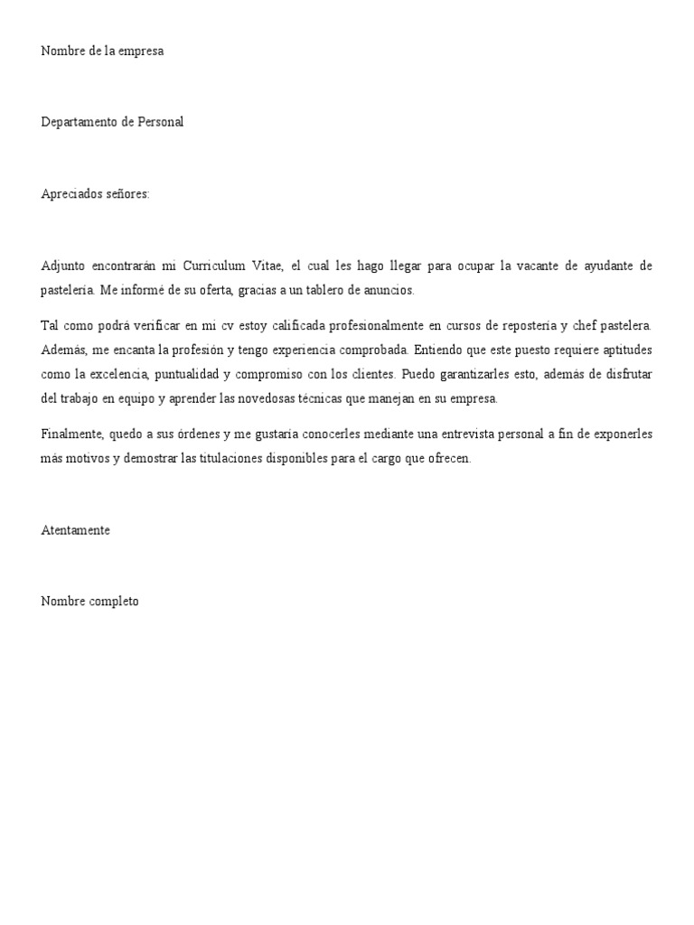 Modelo Carta de Presentacion Corta | PDF | Informática