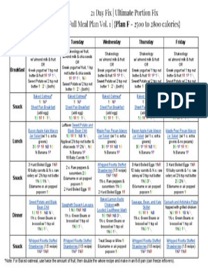 21 Day Fix Meal Plan F  2,500 - 2,800 Calories Meal Plan : My