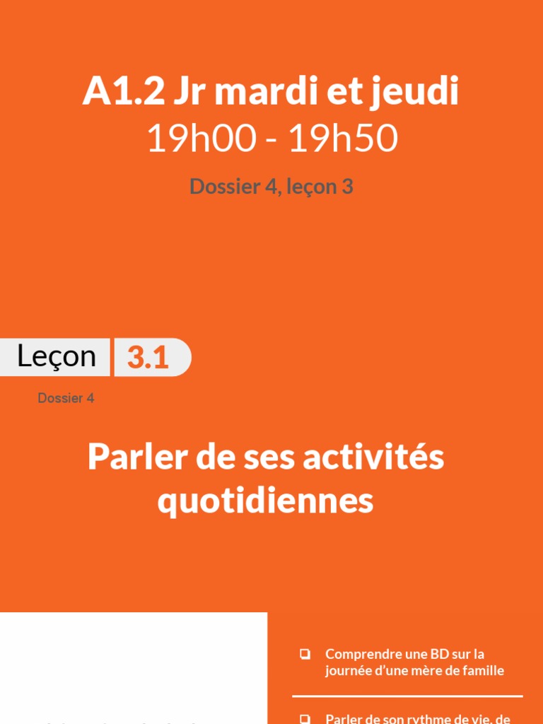 A1 2 Dossier 4 Leçon 3 Pdf Verbe