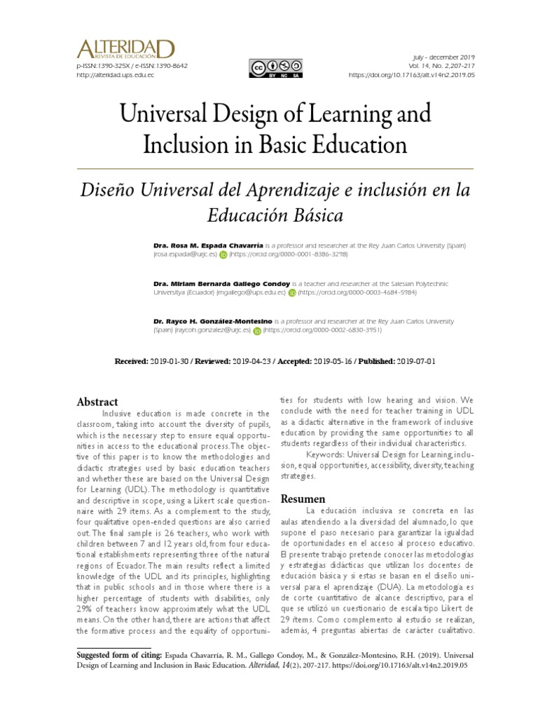 Universal Design of Learning and Inclusion | PDF | Learning | Teachers