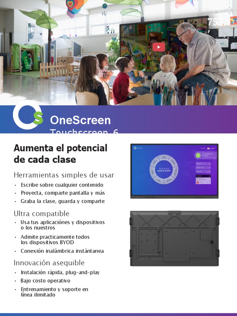 OneScreen TouchScreen 6 75 - Educación - Cleaned | PDF | USB | Hdmi