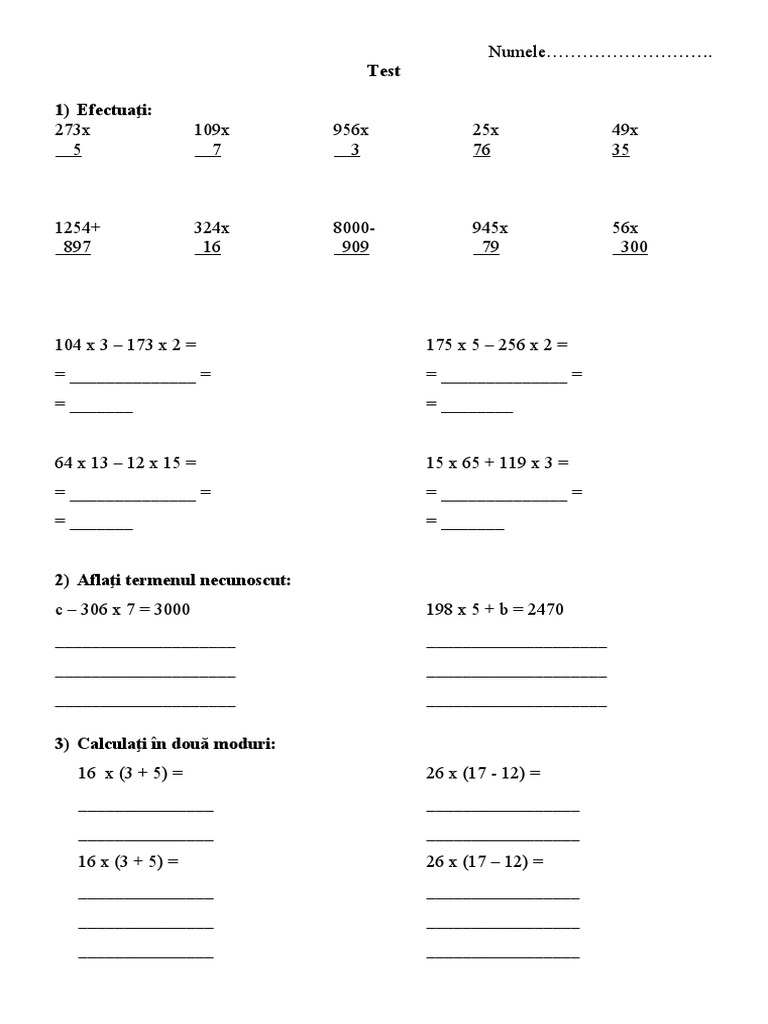 1 Test Inmultire | PDF