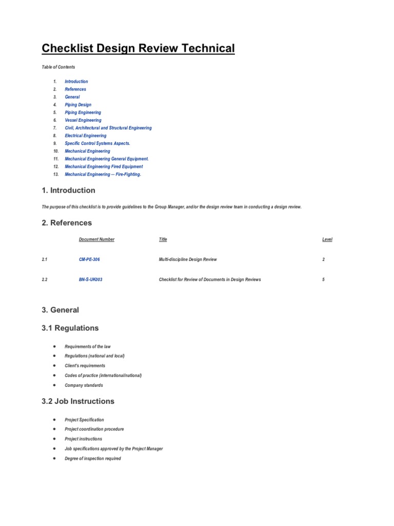 TECHNICAL REVIEW CHECKLIST intelligence overview