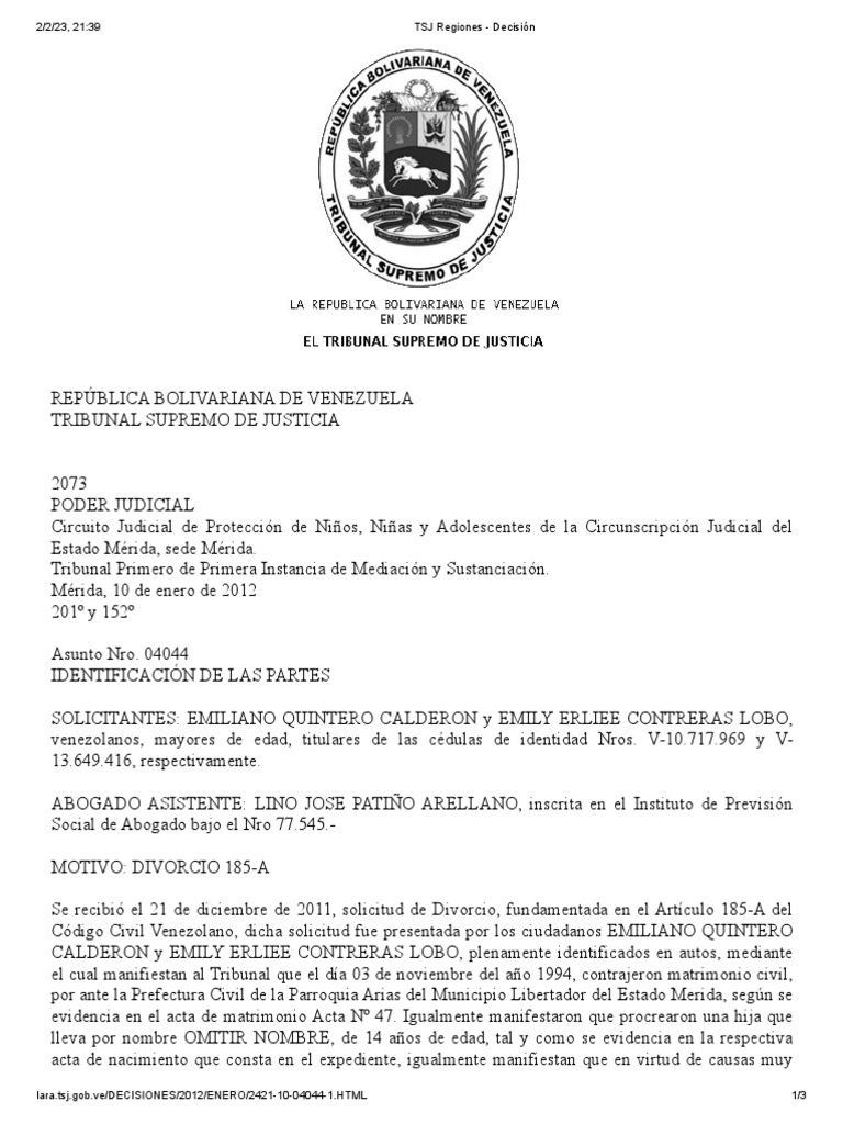 Sentencia de Divorcio Emily | PDF | Divorcio | Matrimonio