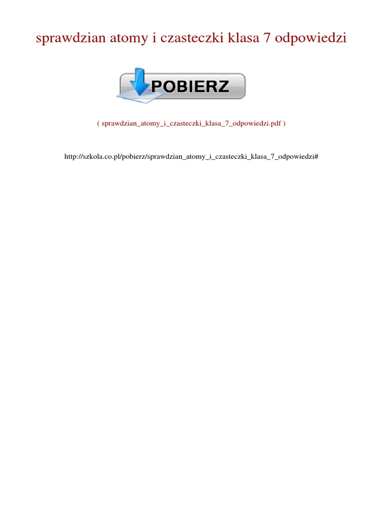 atomy i cząsteczki klasa 7 sprawdzian pdf