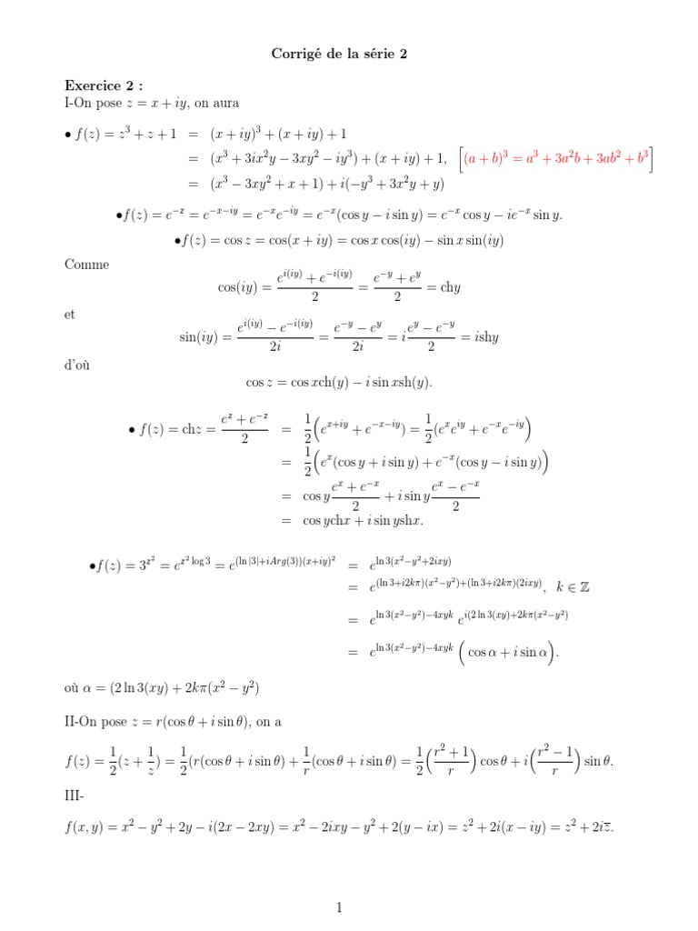 Corrigé de la série 2 de mathématiques | PDF | Objets mathématiques ...